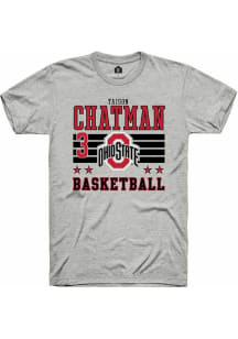 Taison Chatman  Ohio State Buckeyes Ash Rally NIL Striped Short Sleeve T Shirt