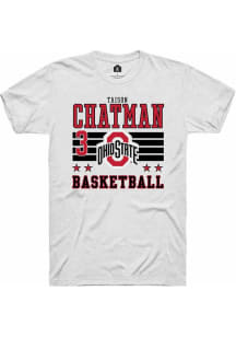 Taison Chatman  Ohio State Buckeyes White Rally NIL Striped Short Sleeve T Shirt