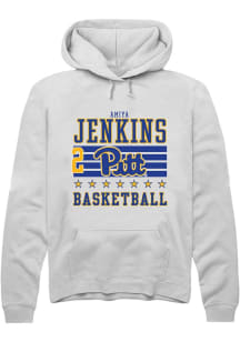 Amiya Jenkins  Rally Pitt Panthers Mens White NIL Striped Long Sleeve Hoodie