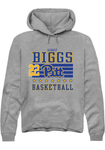 Audrey Biggs  Rally Pitt Panthers Mens Grey NIL Striped Long Sleeve Hoodie