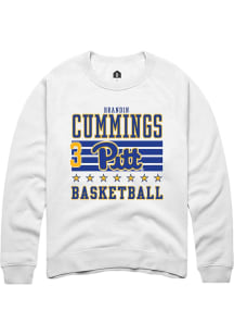 Brandin Cummings  Rally Pitt Panthers Mens White NIL Striped Long Sleeve Crew Sweatshirt