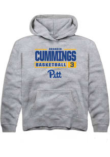 Brandin Cummings  Rally Pitt Panthers Youth Grey NIL Stacked Box Long Sleeve Hoodie