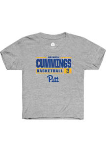 Brandin Cummings  Rally Pitt Panthers Youth Grey NIL Stacked Box Short Sleeve T-Shirt