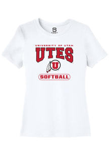 Summit Sportswear Utah Utes Womens White Softball Short Sleeve T-Shirt