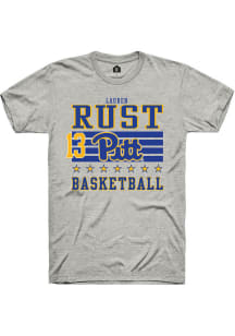 Lauren Rust  Pitt Panthers Ash Rally NIL Striped Short Sleeve T Shirt