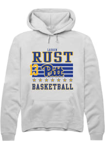 Lauren Rust  Rally Pitt Panthers Mens White NIL Striped Long Sleeve Hoodie