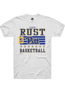 Lauren Rust  Pitt Panthers White Rally NIL Striped Short Sleeve T Shirt