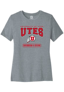Summit Sportswear Utah Utes Womens Grey Swim and Dive Short Sleeve T-Shirt