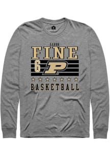 Aaron Fine  Purdue Boilermakers Grey Rally NIL Striped Long Sleeve T Shirt