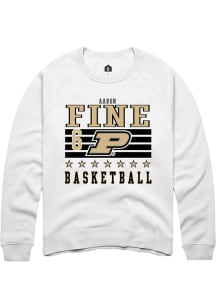 Aaron Fine  Rally Purdue Boilermakers Mens White NIL Striped Long Sleeve Crew Sweatshirt