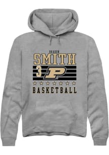 Braden Smith  Rally Purdue Boilermakers Mens Grey NIL Striped Long Sleeve Hoodie