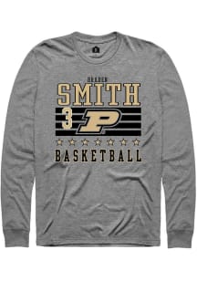 Braden Smith  Purdue Boilermakers Grey Rally NIL Striped Long Sleeve T Shirt