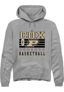 CJ Cox  Rally Purdue Boilermakers Mens Grey NIL Striped Long Sleeve Hoodie