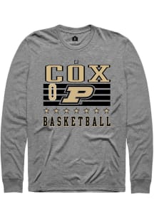 CJ Cox  Purdue Boilermakers Grey Rally NIL Striped Long Sleeve T Shirt