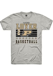 Fletcher Loyer  Purdue Boilermakers Ash Rally NIL Striped Short Sleeve T Shirt