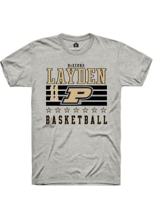 McKenna Layden  Purdue Boilermakers Ash Rally NIL Striped Short Sleeve T Shirt