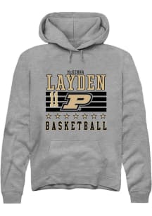 McKenna Layden  Rally Purdue Boilermakers Mens Grey NIL Striped Long Sleeve Hoodie
