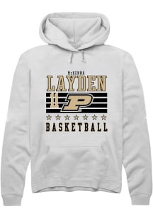 McKenna Layden  Rally Purdue Boilermakers Mens White NIL Striped Long Sleeve Hoodie