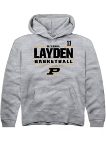 McKenna Layden  Rally Purdue Boilermakers Youth Grey NIL Stacked Box Long Sleeve Hoodie