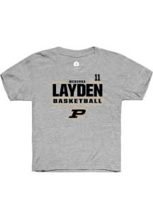 McKenna Layden  Rally Purdue Boilermakers Youth Grey NIL Stacked Box Short Sleeve T-Shirt