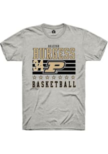 Raleigh Burgess  Purdue Boilermakers Ash Rally NIL Striped Short Sleeve T Shirt