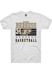 Raleigh Burgess  Purdue Boilermakers White Rally NIL Striped Short Sleeve T Shirt