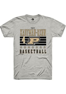 Trey Kaufman-Renn  Purdue Boilermakers Ash Rally NIL Striped Short Sleeve T Shirt