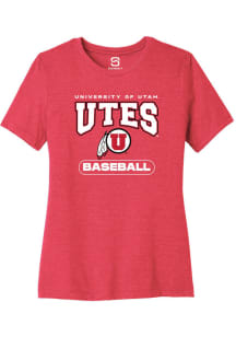 Summit Sportswear Utah Utes Womens Red Baseball Short Sleeve T-Shirt