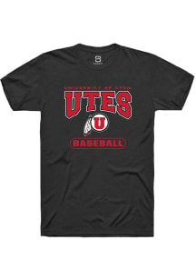 Summit Sportswear Utah Utes Black Baseball Short Sleeve T Shirt