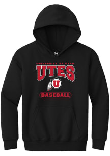Summit Sportswear Utah Utes Youth Black Baseball Long Sleeve Hoodie