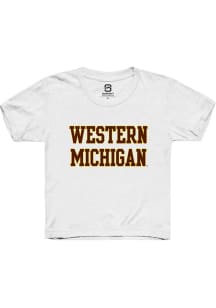 Summit Sportswear Western Michigan Broncos Youth White Straight Block Short Sleeve T-Shirt