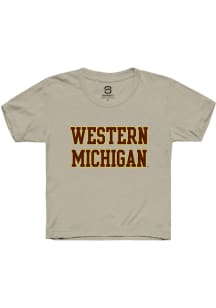 Summit Sportswear Western Michigan Broncos Youth Tan Straight Block Short Sleeve T-Shirt
