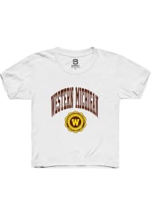 Summit Sportswear Western Michigan Broncos Youth White Arch Seal Short Sleeve T-Shirt