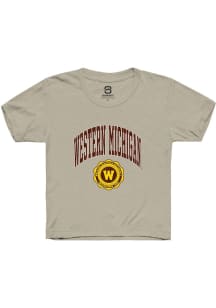 Summit Sportswear Western Michigan Broncos Youth Tan Arch Seal Short Sleeve T-Shirt