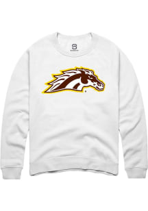 Summit Sportswear Western Michigan Broncos Mens White Primary Logo Long Sleeve Crew Sweatshirt