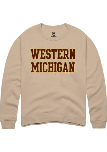 Summit Sportswear Western Michigan Broncos Mens Tan Straight Block Long Sleeve Crew Sweatshirt