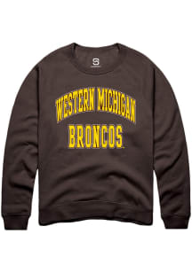 Summit Sportswear Western Michigan Broncos Mens Brown Arch Stack Long Sleeve Crew Sweatshirt