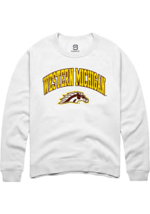 Summit Sportswear Western Michigan Broncos Mens White Arch Logo Long Sleeve Crew Sweatshirt