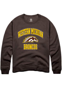 Summit Sportswear Western Michigan Broncos Mens Brown Number 1 Primary Long Sleeve Crew Sweatshirt