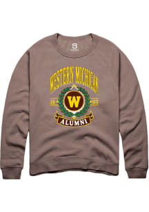 Summit Sportswear Western Michigan Broncos Mens Brown Alumni Wreath Long Sleeve Crew Sweatshirt