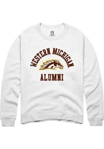 Summit Sportswear Western Michigan Broncos Mens White Alumni Arch Long Sleeve Crew Sweatshirt