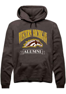 Summit Sportswear Western Michigan Broncos Mens Brown Alumni Banner Logo Long Sleeve Hoodie