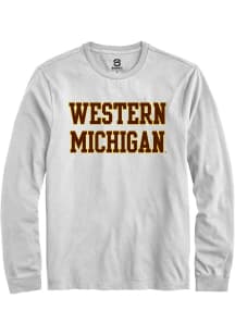 Summit Sportswear Western Michigan Broncos White Straight Block Long Sleeve T Shirt