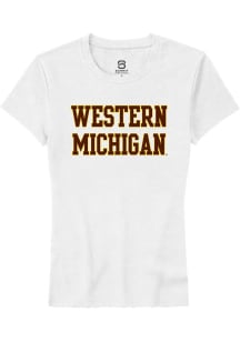 Summit Sportswear Western Michigan Broncos Womens White Straight Block Short Sleeve T-Shirt