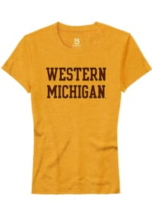 Summit Sportswear Western Michigan Broncos Womens Gold Straight Block Short Sleeve T-Shirt