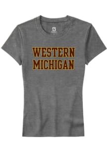 Summit Sportswear Western Michigan Broncos Womens Grey Straight Block Short Sleeve T-Shirt