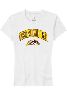 Summit Sportswear Western Michigan Broncos Womens White Arch Logo Short Sleeve T-Shirt