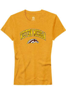 Summit Sportswear Western Michigan Broncos Womens Gold Arch Logo Short Sleeve T-Shirt