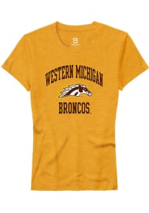 Summit Sportswear Western Michigan Broncos Womens Gold Number 1 Neutral Short Sleeve T-Shirt