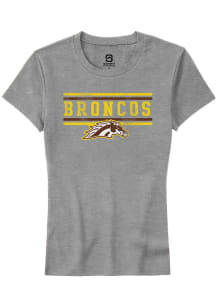 Summit Sportswear Western Michigan Broncos Womens Grey Bars Short Sleeve T-Shirt